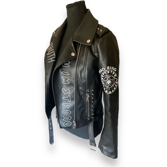 DARE YOU Faux Leather Cropped Moto Jacket Silver Hardware Black, Sm…Goth… - Picture 14 of 16